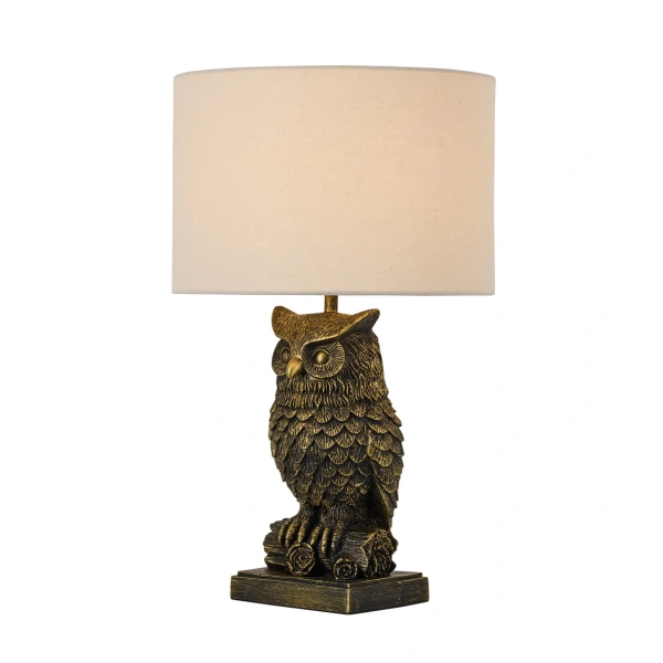 Table lamp Owl Sculpture LED Antique Brass