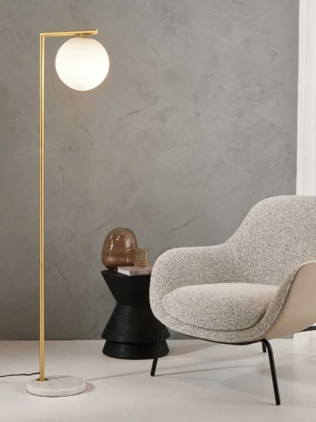 Floor lamp Remi Satin Brass & Marble