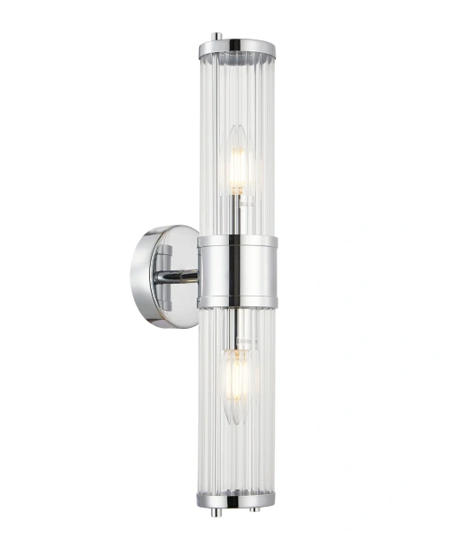 Wall light TIEMPO2 Up-Down Tubular Clear Glass Chrome 10W